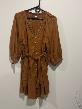 Old Navy Rust Brown Button-Front Mini Dress